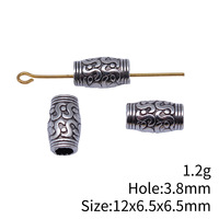 Manik-manik tabung gulung 12x6.5x6.5mm warna perak antik, terbuat dari paduan seng, lubang besar untuk kepang rambut dreadlock