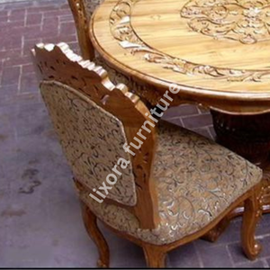 Luxury Handcrafted 4 Seater <b>Round</b> <b>Dining</b> <b>Table</b> Set Ornate Floral Carving <b>Solid</b> <b>Wood</b> Finish - Product Image 3