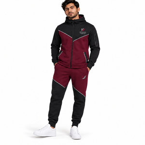 Ensemble de jogging unisexe Mangoes Fashion en molleton technique, couleur unie, effet dégradé, polyester/coton, noir, été, 220g, col montant - Product Image 1