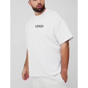 เสื้อยืดโอเวอร์ไซส์ผ้าคอตตอนผสมสแปนเด็กซ์เนื้อหนาสำหรับผู้ชาย ออกกำลังกาย เล่นกีฬา ทรงหลวม ปักลายแบบคลาสสิก รับผลิตตามแบบ ODM - Product Image 1