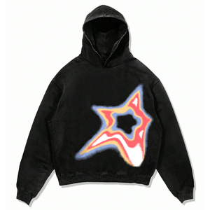 Sweat-shirts à capuche noirs pour hommes, à manches longues, épais et chauds, style streetwear, avec imprimé tendance et design uni, collection automne décontractée - Product Image 1