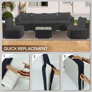 14-Pack Furniture <b>Covers</b> 7-Pcs 6-Seater Wicker Rattan Sectional <b>Sofa</b> Cushion Slipcovers Set Outdoor Cushion <b>Covers</b> - Product Image 3