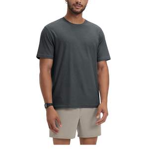 Camiseta Personalizada para Hombre, Cuello Redondo, Manga Corta, Algodón Gris Oscuro, Informal, Transpirable, Ligera, Moda Urbana de Verano - Product Image 1