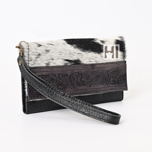 Portefeuille en cuir de vachette bohème pour femmes, avec protection RFID, style western, pochette - Product Image 3