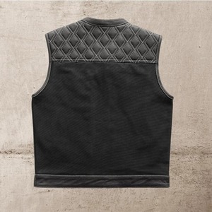 Gilet de motard en cuir matelassé noir pour homme, style club, pour motocycliste - Product Image 2