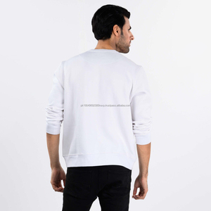 OEM venta al por mayor personalizado hombres pulóver sudaderas con capucha de color sólido 100 algodón sudadera Puff cuello redondo impreso sudaderas con capucha - Product Image 3