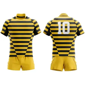 Ensembles d'uniformes de rugby robustes personnalisés, fabriqués en 100 % polyester, respirants et à séchage rapide - Product Image 1