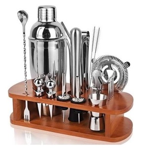 Juego de bar para cócteles de acero inoxidable con coctelera, jigger, colador, cuchara, herramientas modernas para barman, para uso en bares y fiestas. - Product Image 2