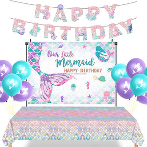 Decoraciones de cumpleaños moradas, decoración de <span class=keywords><strong>feliz</strong></span> cumpleaños con pancarta, globos, pompones para compromiso, juegos de decoración para fiesta de aniversario - Product Image 6