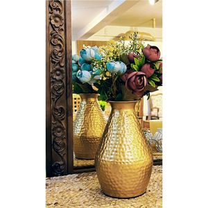 Modern Gold Hammered Metal <b>Vase</b> Luxury Flower Pot for Living Room Table Centerpiece Handcrafted Brass Finish <b>Decorative</b> <b>Vase</b> - Product Image 1