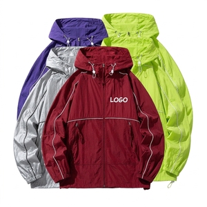 Wholesale Custom Coated Spring Casual Loose Light weight <b>Waterproof</b> Zipper <b>Sunscreen</b> Sports Hooded Jacket for Men - Product Image 6