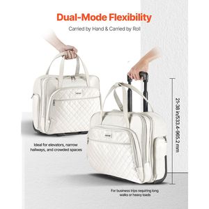 Maletín con Ruedas para Portátil de Negocios, con Capacidad para Portátiles de hasta 15.6 Pulgadas, con 2 Ruedas Fijas Telescópicas - Product Image 5