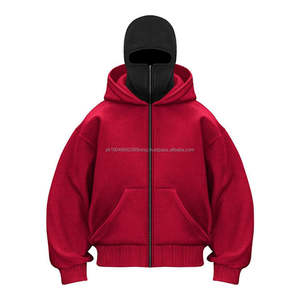 Sweat à capuche balaclava d'hiver pour homme, demi-zip, double couche, lourd, broderie personnalisée, logo, streetwear de haute qualité - Product Image 4