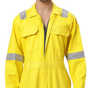 Combinaison de travail jaune haute visibilité pour homme en polyester avec bandes réfléchissantes, uniforme de sécurité coupe-vent certifié CE/UE - Product Image 6