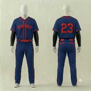 New York <b>Baseball</b> Uniform Set Men's Short Sleeve Jersey Pants Breathable Polyester Team Apparel Regular Fit All Seasons - Product Image 1
