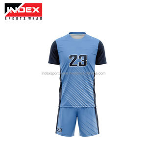 Ensemble de maillots de volley-ball unisexe blanc et bleu géométrique, col rond, manches courtes, impression sublimée, séchage rapide, uniforme sportif pour adulte - Product Image 4