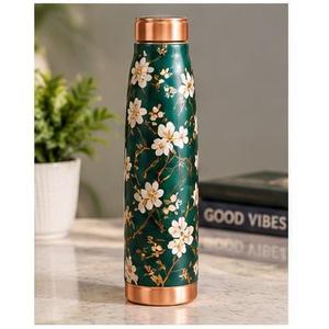 Bouteille d'eau en cuivre contemporaine minimaliste avec couvercle marron, base portable, thermos de voyage personnalisé, grande capacité pour la maison, le bureau et le camping - Product Image 2