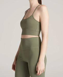 Soutien-gorge de sport sans couture personnalisé pour femme, qualité supérieure, respirant, avec logo personnalisé, maintien moyen, en Spandex/Nylon, style simple avec dentelle - Product Image 3