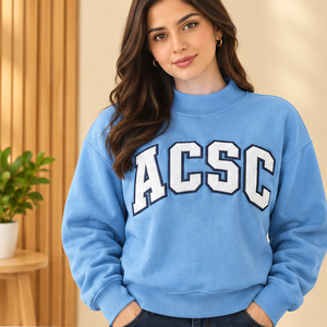 เสื้อสเวตเชิ้ตคอกลมสีชมพูสำหรับผู้หญิง ปักตัวอักษร ACSC แบบกำหนดเอง เสื้อพูลโอเวอร์คอเต่า ลายกรีก สำหรับชมรมพี่น้องหญิงสาว - Product Image 2