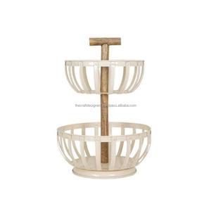 Spoon Fork Design Round Fruits <b>Basket</b> 2 Tier Floor Countertop <b>Display</b> Easy Portable Metal Wire <b>Baskets</b> Wholesale Price - Product Image 5
