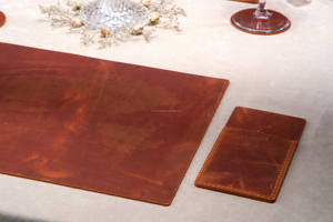 Leather Placemats for Restaurant Dining <b>Table</b> Heavy Duty Smell Proof Heat Resistant Waterproof Washable Non Slip OEM LPMR-0032B - Product Image 2