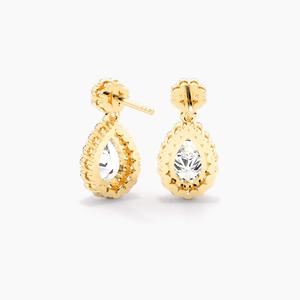 Pendientes Colgantes de Oro Sólido de 10K con Diamantes Cultivados en Laboratorio Certificados por IGI, Corte Pera con Halo, Baño de Rodio, 5.00 CTW, Clásicos de Lujo para Mujer - Product Image 5