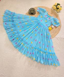 Kurti de Algodón Regular con Estampado Floral Fancy Chanderi de Secado Rápido para Uso Diario, Precio al por Mayor, Prenda Étnica, Color Cielo - Product Image 3