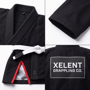 Kimono de BJJ Premium 550 GSM en tissu Gold Weave, pantalon noir Ripstop pour hommes, compétition, étiquette personnalisée OEM - Product Image 4