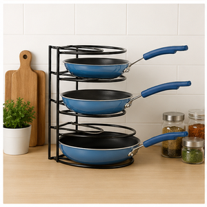 <b>Pot</b> and Pan Organizer Rack for Kitchen Cabinet Space-Saving Metal Cookware Storage Stand Freestanding Lid <b>Holder</b> for Home - Product Image 6
