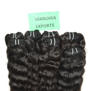 Extensions de cheveux humains indiens Remy 100% naturels non traités, cuticules alignées, bouclés, coupés à plat, double trame, en gros - Product Image 5