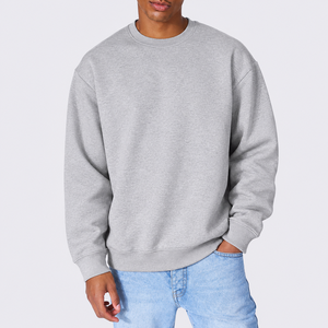 <b>Men's</b> <b>Grey</b> Crew Neck <b>Sweatshirt</b> Regular Fit Cotton Fleece Pullover Casual Solid Long Sleeve Top Autumn - Product Image 1