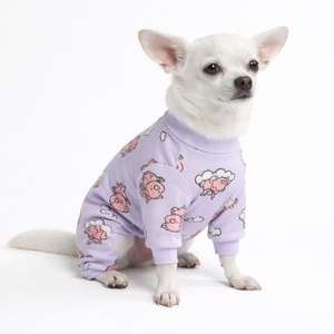 Pijamas para perros con estampado de cerdo volador, ropa de dormir suave y elástica para mascotas, ropa de dormir transpirable y acogedora para todas las estaciones, ropa de dormir para perros pequeños y medianos, ropa para interiores - Product Image 1