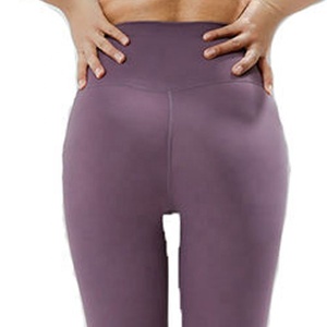 Couleur unie personnalisée pour dames Gym Fitness Active Wear extensible Yoga collants pantalon pleine longueur Legging pour les femmes - Product Image 4