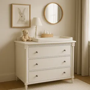 Commode blanche de haute qualité à 3 tiroirs, en kit pour un montage facile, construction robuste pour chambre à coucher - Product Image 2