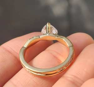 Anillo de Lujo con Diamante Cultivado en Laboratorio de 1 Quilate, Corte Corazón, Sin Níquel, Sin Plomo, para Mujer, Oro Amarillo de 14k, Joyería de Compromiso, Fabricante al por Mayor - Product Image 5