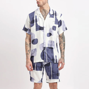 Camisas y Conjunto de Pantalones Cortos de Lino de Alta Calidad para Hombre, Nueva Colección, Casuales, Transpirables, de Verano, de Manga Corta, de Poliéster y Algodón - Product Image 1