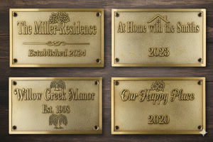Notre Happy Place 2020 : Étiquette rectangulaire en laiton découpée au laser et gaufrée en 3D avec impression par transfert thermique - Product Image 5
