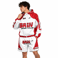 Ensemble de survêtement tendance deux pièces pour homme : veste coupe-vent zippée en nylon et polyester, style streetwear, et short léger coupe-vent