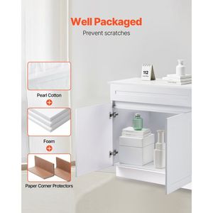 Mobiletto Base Bianco Shaker da 36 Pollici Non Assemblato, 24 Pollici L x 34,5 Pollici H, Pronto per l'Assemblaggio, Mobiletto Base per Lavello da Cucina con Apertura Morbida - Product Image 3