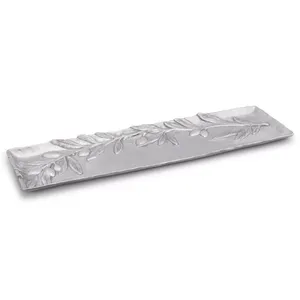 Plateau de service rectangulaire en métal avec motif végétal pour les collations de fête et la présentation de fromages, design classique durable - Product Image 5