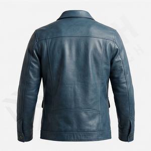 Blouson en cuir PU rétro pour homme, col montant, vêtement d'extérieur d'hiver, style moto classique, manches longues, sécurité, couleur personnalisable - Product Image 2