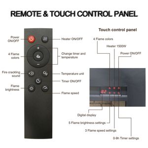 Chimenea Eléctrica Infrarroja de 28 Pulgadas con Panel Táctil, Decoración para el Hogar, Calefactor con Efecto de Sonido de Grietas - Product Image 3