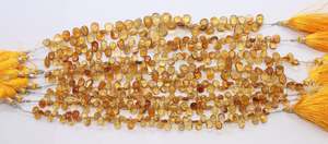 AAA Natural Citrine Smooth Pear Shape Briolette 5x7-6x8 MM Citrine <b>Gemstone</b> Beads 8 Inch Smooth Yellow Citrine Pear Beads - Product Image 4