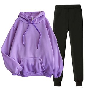 Conjunto de Sudadera con Capucha y Pantalones Anchos de Forro Polar Transpirable Estampado Sólido para Mujer, 340g, con Logotipo Personalizado, Ajuste Holgado, Casual, para Invierno - Product Image 4