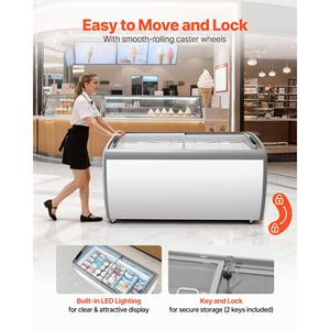 Vitrine Réfrigérée Commerciale pour Crèmes Glacées 16,3 pi³ Congélateur Coffre Réglable -19°F Mobile avec 5 Paniers en Fil Métallique - Product Image 5