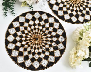 Luxury <b>Beaded</b> Embroidery <b>Placemat</b> with Intricate Handwork for Dining Table Decoration Wedding Dinner and Events - Product Image 5