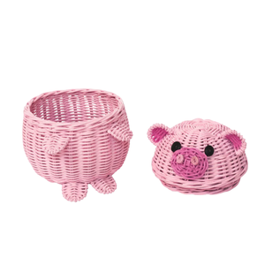Handwoven Pig Shape Toy <b>Storage</b> <b>Basket</b> Rattan Nursery Room Furniture Kids Room <b>Storage</b> Solution For Daily Use Wholesale - Product Image 3