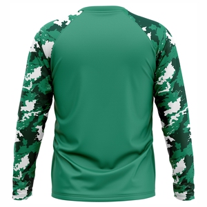 Custom Long Sleeve Gym <b>Tshirt</b> Camouflage Print Raglan Athletic Workout Top Breathable Quick Dry Fitness Mens Sports Training Tee - Product Image 3