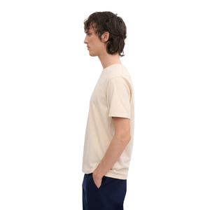 T-shirt uni à col rond et manches courtes pour homme, coupe classique, jersey naturel, épaules droites, personnalisable, OEM, vente en gros, exportation de vêtements - Product Image 4