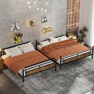 Letto a Castello in Metallo XL Smontabile con Ringhiere di Sicurezza Industriali per Adolescenti Nero-Vecchio SKU W2580S00007 - Product Image 4
